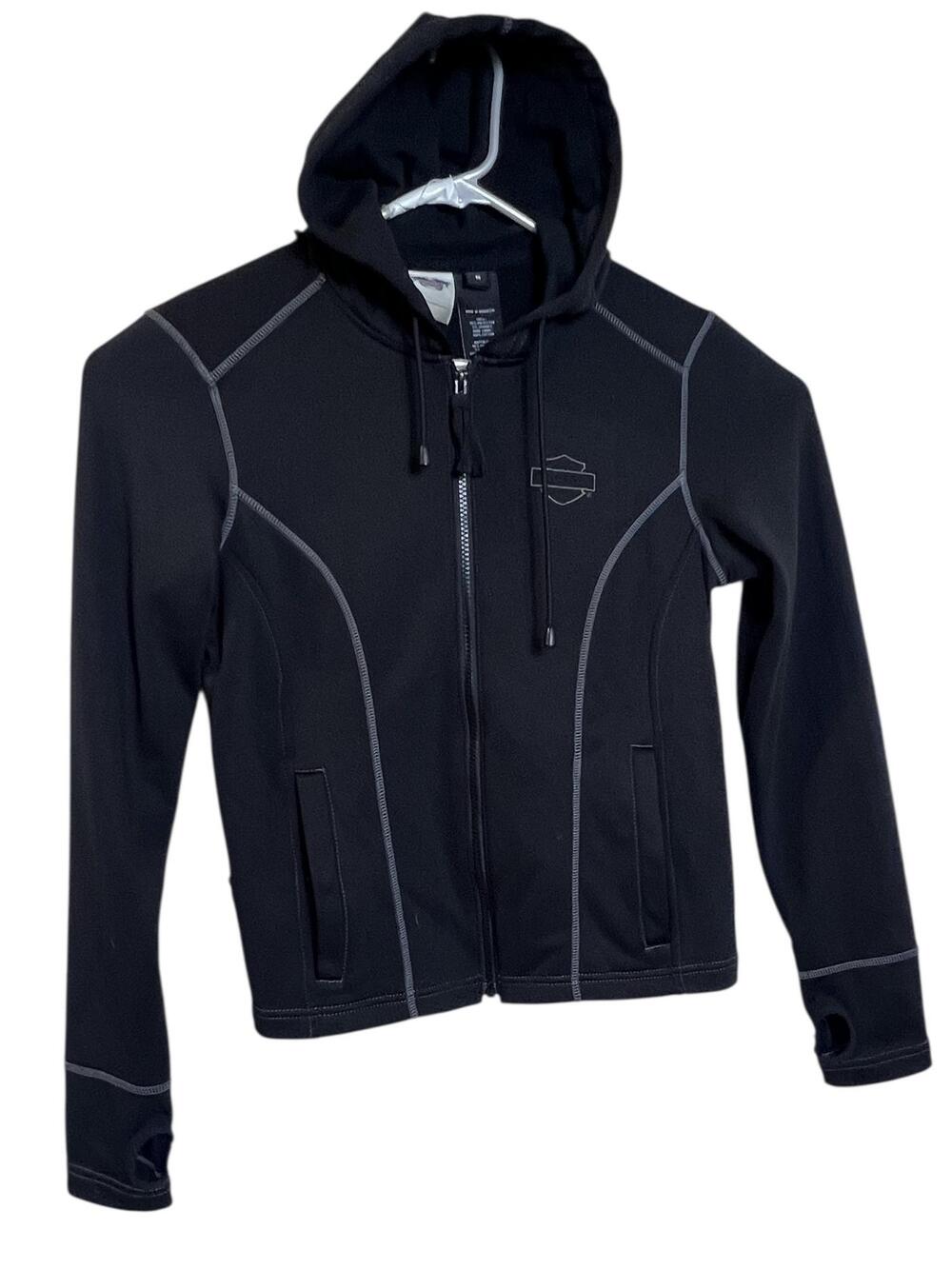 Harley-Davidson Jacket Womens Medium Black Softshell Hooded Fleece 99129-13YW